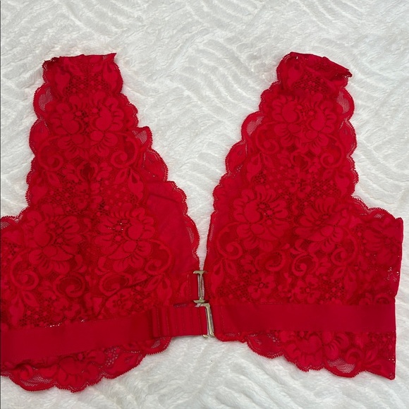 We Are HAH “Got Ur Back” Lace Plunge Bra Red Size XL NWT - Picture 11 of 12